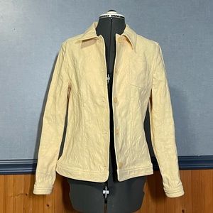 Yellow button down jacket